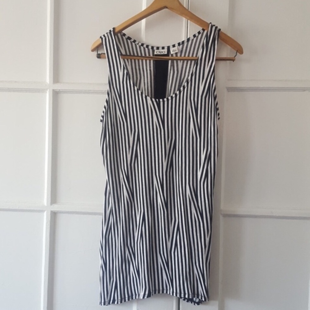 Cato Black and White Stripe Tank Top Size Large